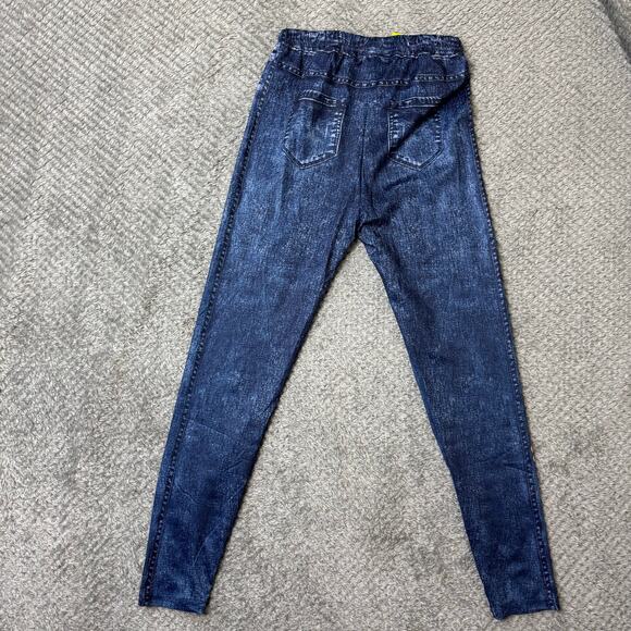 NWT SHEIN Tween Girls Graphic Leggings Pants 8-9Y Denim Blue Cotton Stretch - Picture 2 of 5